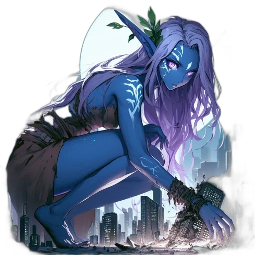 creature, mask, concept art, fantasy art, comic book art, watercolor, blue, unique transparent PNG cut-out