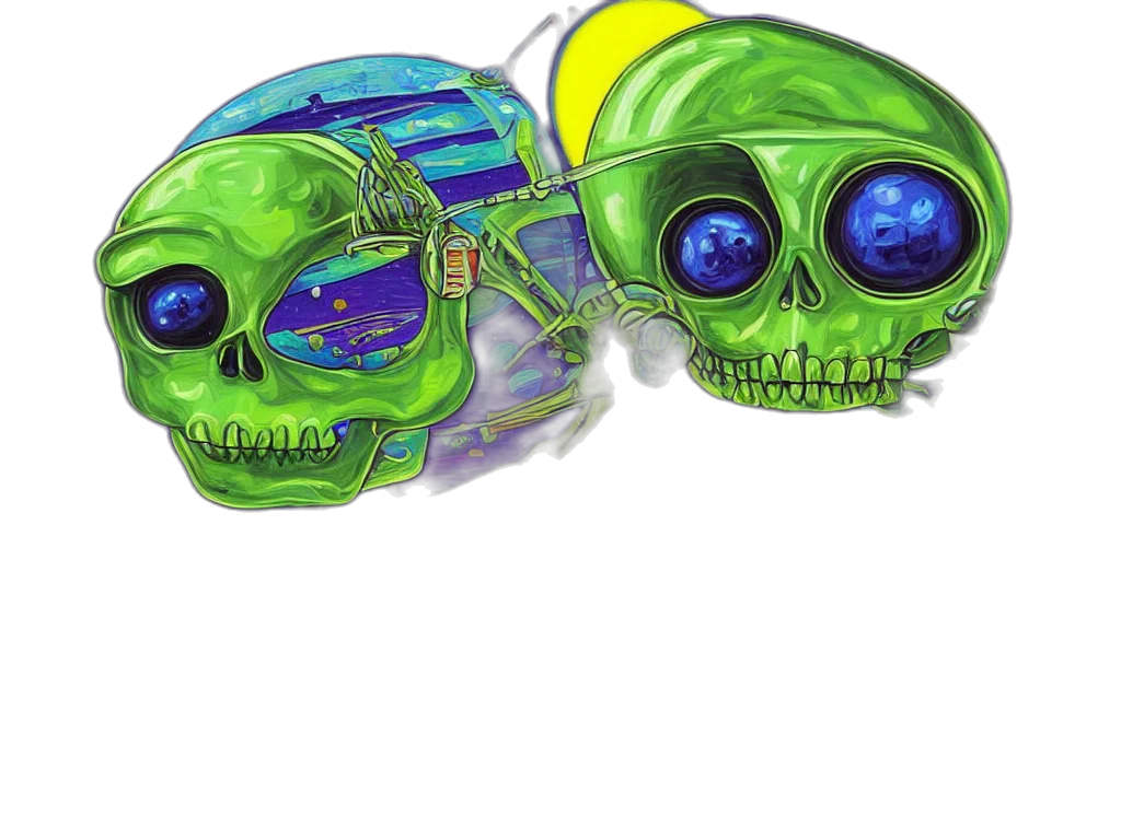 mask, concept art, fantasy art, 3d render, watercolor, outer space, neon, green transparent PNG cut-out