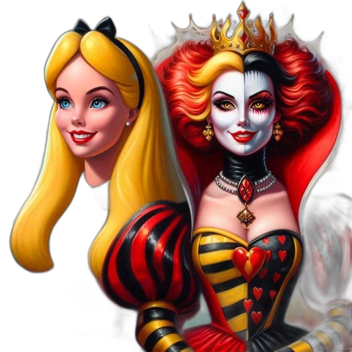 fantasy art, comic book art, concept art, photorealistic, two, animated, female, characters transparent PNG cut-out