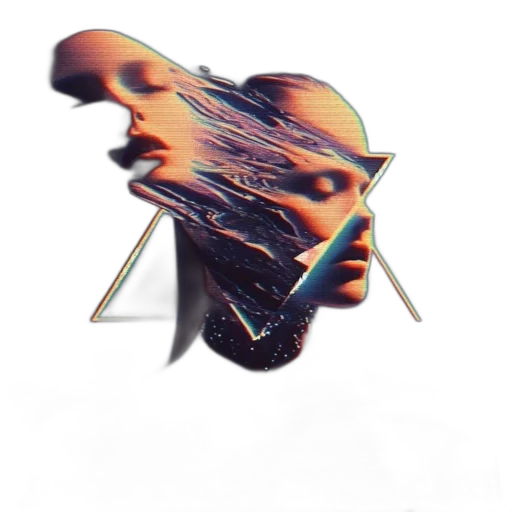 mask, creature, hair, umbrella, 3d render, concept art, vaporwave, cyberpunk transparent PNG cut-out