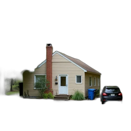 building, 3d render, photorealistic, concept art, pixel art, small, single-story, house transparent PNG cut-out
