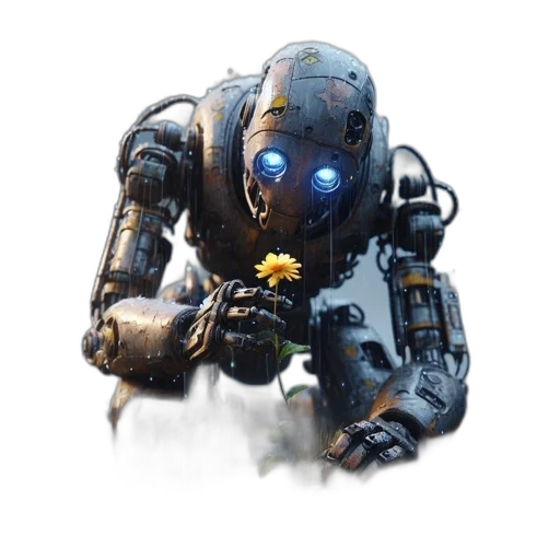 robot, weapon, creature, concept art, 3d render, fantasy art, photorealistic, rusted transparent PNG cut-out