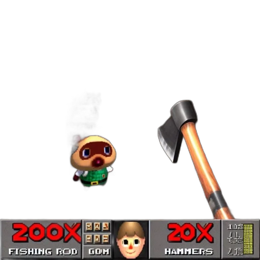 staff, weapon, robot, pixel art, concept art, 3d render, fire, earth tones transparent PNG cut-out