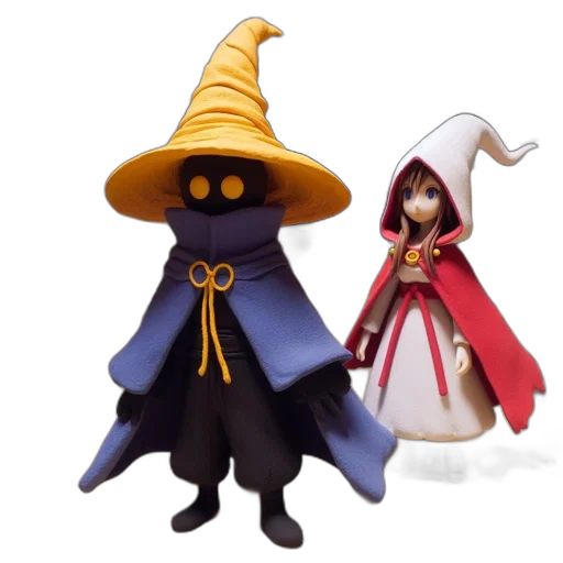 hat, staff, concept art, 3d render, fantasy art, two, characters, one transparent PNG cut-out