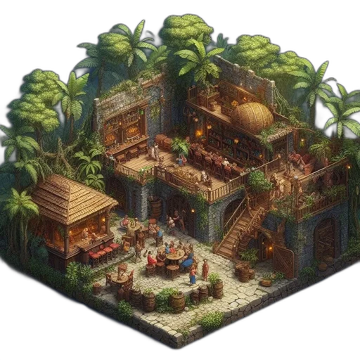 concept art, pixel art, fantasy art, 3d render, forest, beach, city street, fog transparent PNG cut-out