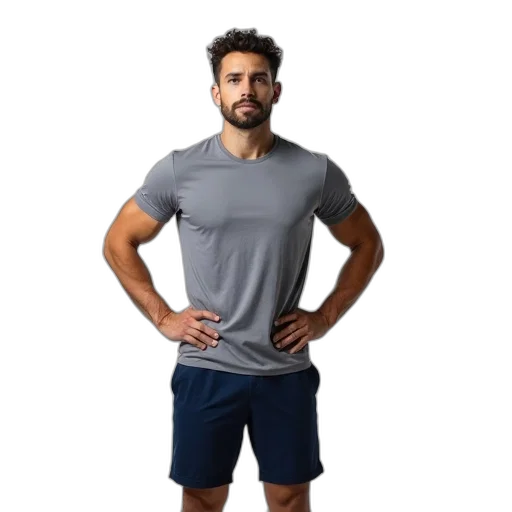 jacket, staff, face, shoes, 3d render, man, standing, his transparent PNG cut-out