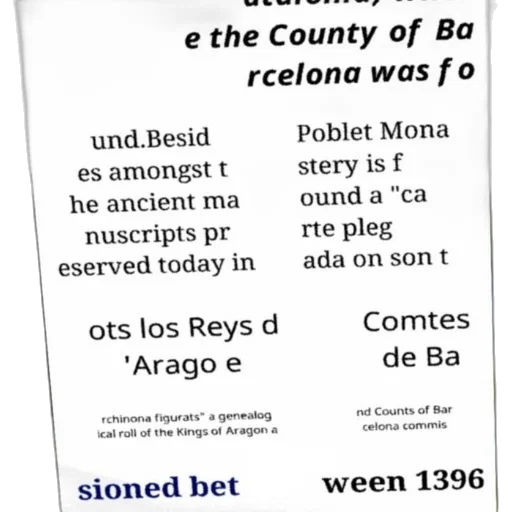 document, spanish, discusses, history, counts, barcelona, mentioning, poblet transparent PNG cut-out