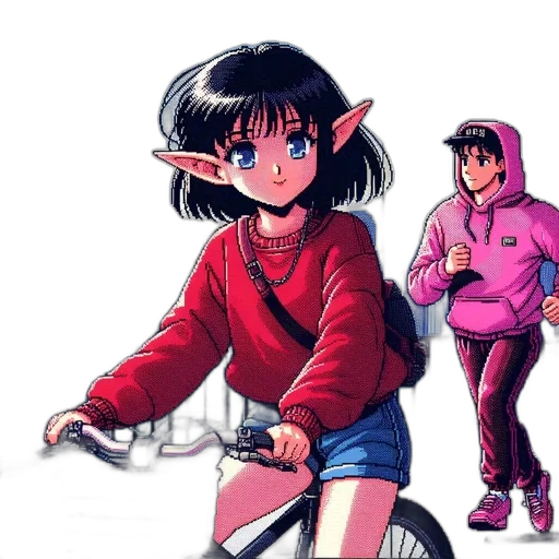 jacket, weapon, concept art, anime, comic book art, vaporwave, city street, neon lights transparent PNG cut-out