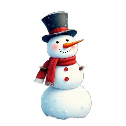 hat, 3d render, concept art, pixel art, photorealistic, snow, cheerful, snowman transparent PNG cut-out