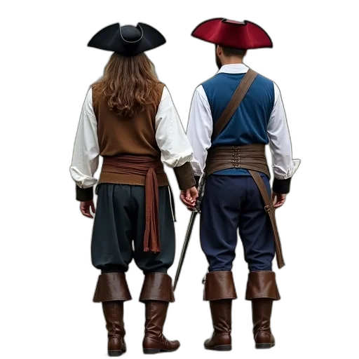 jacket, concept art, fantasy art, two, people, dressed, historical, pirate transparent PNG cut-out