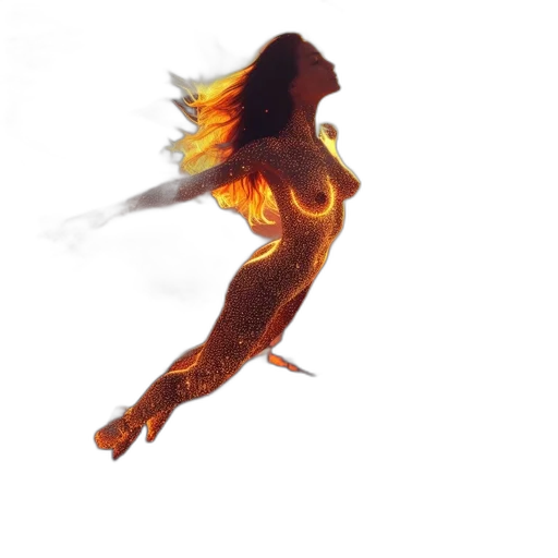 hair, dress, creature, concept art, fantasy art, pixel art, watercolor, fire transparent PNG cut-out