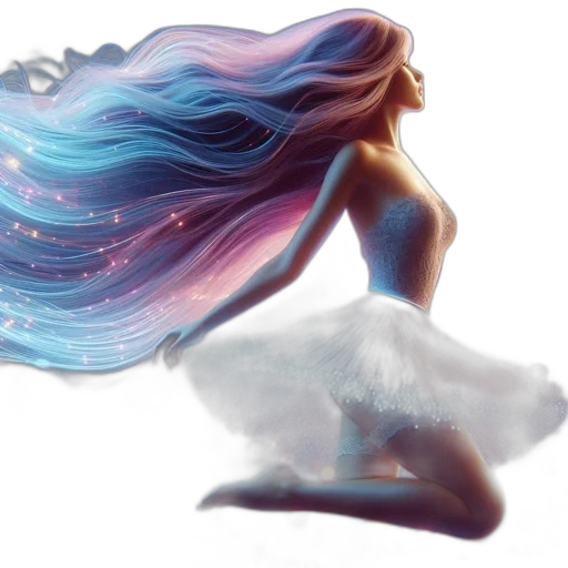 dress, hair, fantasy art, concept art, watercolor, photorealistic, outer space, underwater transparent PNG cut-out