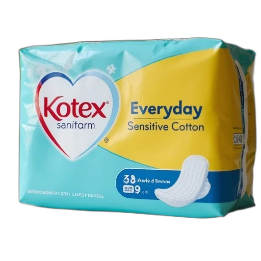close-up, image, pack, kotex, sanitary, napkins, brand, name transparent PNG cut-out