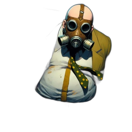 mask, jacket, staff, face, concept art, pixel art, comic book art, fantasy art transparent PNG cut-out