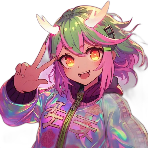 jacket, dragon, staff, creature, anime, vaporwave, pixel art, cyberpunk transparent PNG cut-out