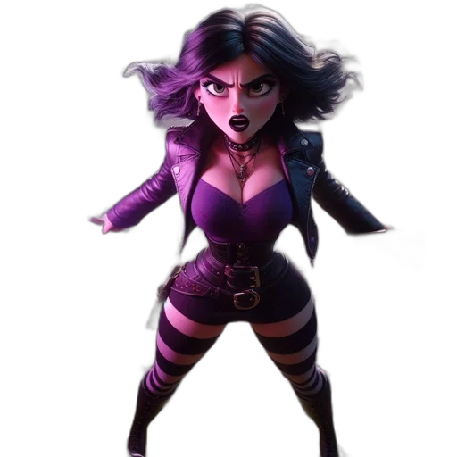 concept art, comic book art, fantasy art, cartoon, dark, ominous-looking, female, animated transparent PNG cut-out
