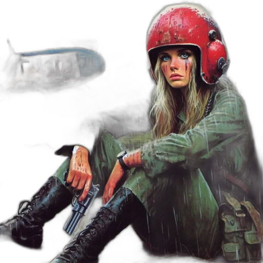 weapon, jacket, concept art, comic book art, photorealistic, oil painting, red, rainy transparent PNG cut-out