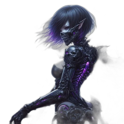mask, creature, robot, dress, concept art, fantasy art, cyberpunk, comic book art transparent PNG cut-out