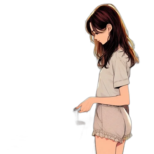 dress, staff, jacket, hair, anime, cartoon, concept art, pixel art transparent PNG cut-out