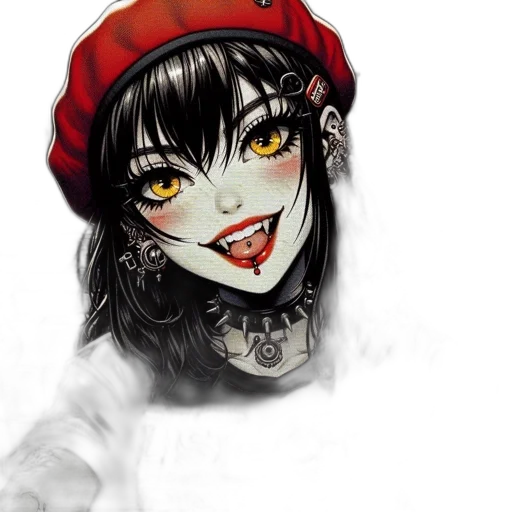 face, mask, hat, anime, fantasy art, cartoon, photorealistic, red transparent PNG cut-out