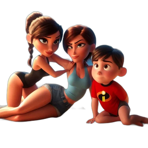3d render, cartoon, concept art, photorealistic, three, individuals, stand, sandy transparent PNG cut-out