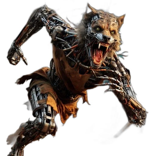 animal, creature, robot, weapon, concept art, 3d render, fantasy art, comic book art transparent PNG cut-out