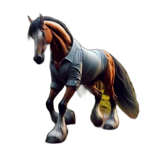 animal, staff, concept art, photorealistic, fantasy art, 3d render, horse, brown transparent PNG cut-out