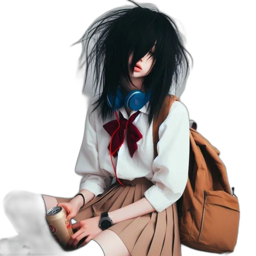 jacket, hair, creature, face, anime, concept art, comic book art, photorealistic transparent PNG cut-out