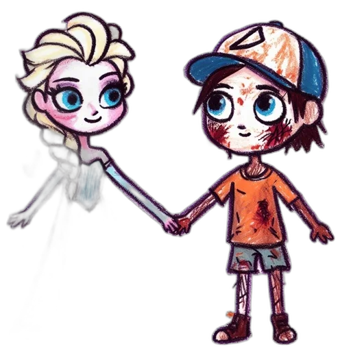 cartoon, concept art, pixel art, watercolor, pastel, colorful, two, animated transparent PNG cut-out