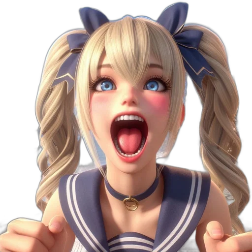 face, 3d render, anime, photorealistic, cartoon, animated, character, blonde transparent PNG cut-out