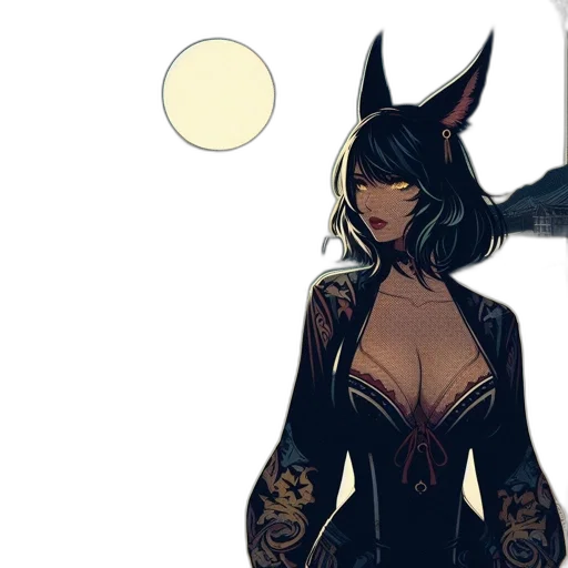 mask, dress, comic book art, fantasy art, concept art, anime, dark, golden transparent PNG cut-out