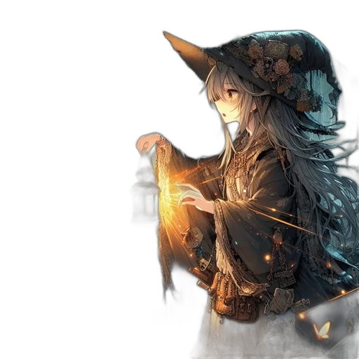 hat, sword, staff, weapon, concept art, fantasy art, anime, watercolor transparent PNG cut-out