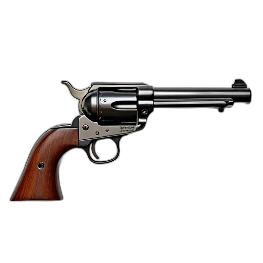 weapon, photorealistic, close-up, image, vintage, revolver, silver, black transparent PNG cut-out