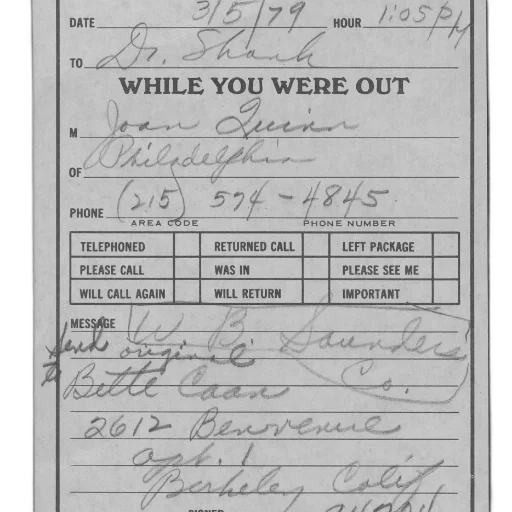 handwritten, note, 1979, includes, date, time, phone, number transparent PNG cut-out