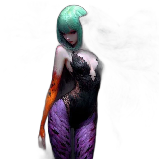 dress, creature, concept art, fantasy art, pixel art, 3d render, underwater, dark transparent PNG cut-out