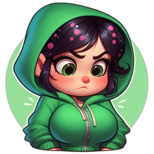 jacket, pixel art, concept art, fantasy art, cartoon, green, green-eyed, pink-haired transparent PNG cut-out
