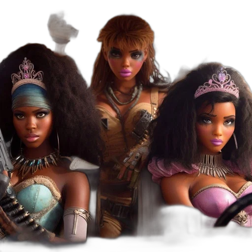 concept art, fantasy art, 3d render, comic book art, three, female, animatronic, characters transparent PNG cut-out