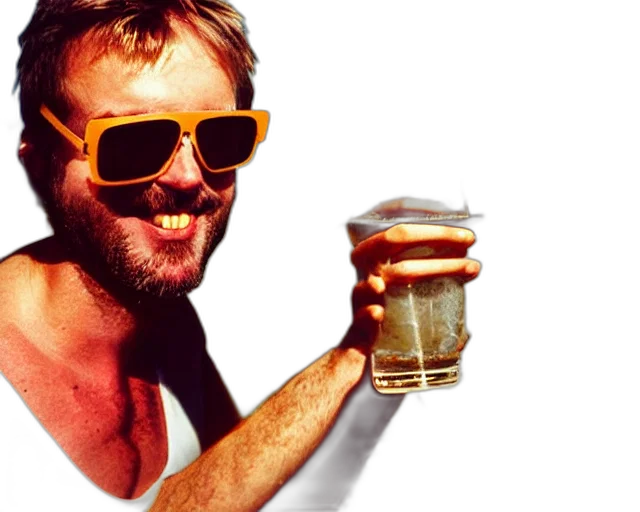 selfie, content, bloke, wearing, tank, top, sunglasses, drinking transparent PNG cut-out