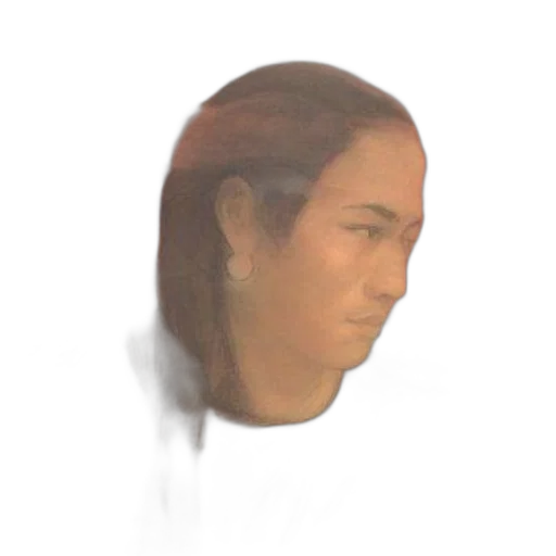face, hair, mask, robot, photorealistic, 3d render, oil painting, vaporwave transparent PNG cut-out
