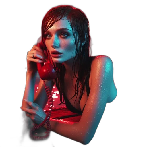jewelry, robot, umbrella, dress, photorealistic, concept art, cyberpunk, 3d render transparent PNG cut-out