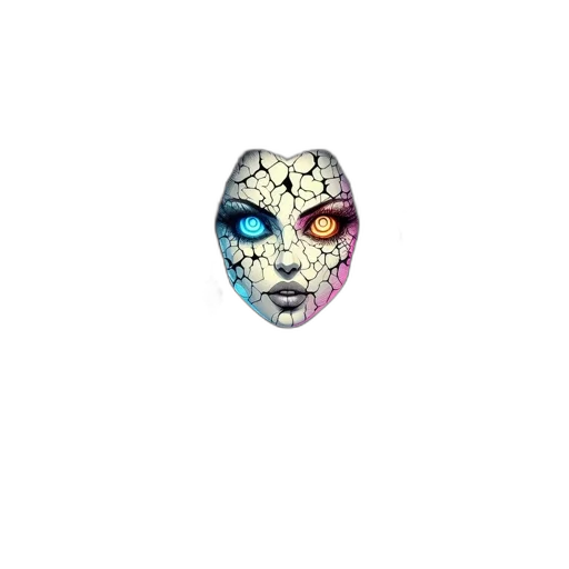 mask, face, jewelry, creature, pixel art, vaporwave, watercolor, 3d render transparent PNG cut-out