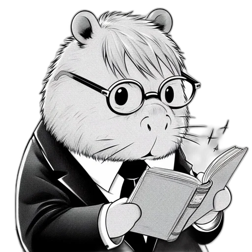 staff, animal, cartoon, comic book art, concept art, photorealistic, anthropomorphic, hamster transparent PNG cut-out
