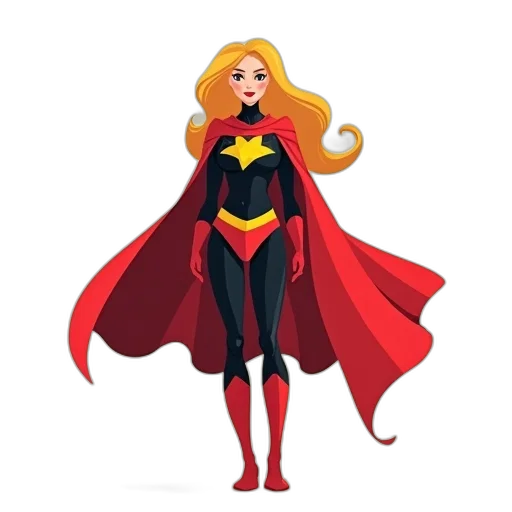 comic book art, concept art, cartoon, pixel art, stylized, illustration, female, superhero transparent PNG cut-out