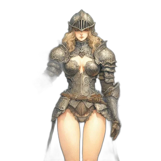 dress, sword, hat, mask, concept art, fantasy art, 3d render, comic book art transparent PNG cut-out