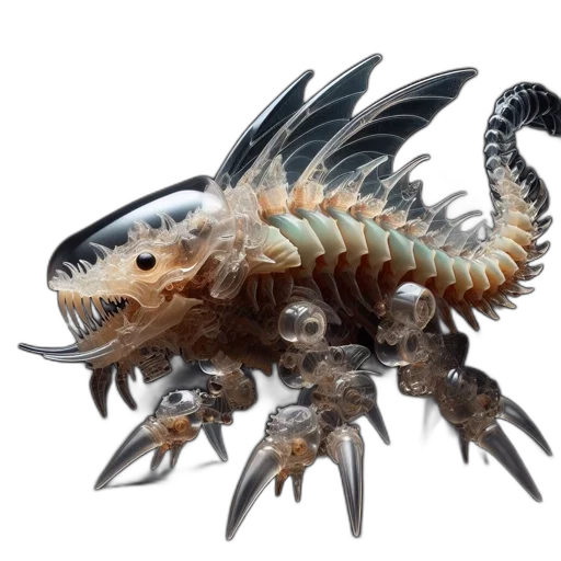dragon, creature, animal, hair, 3d render, concept art, intricately, detailed transparent PNG cut-out