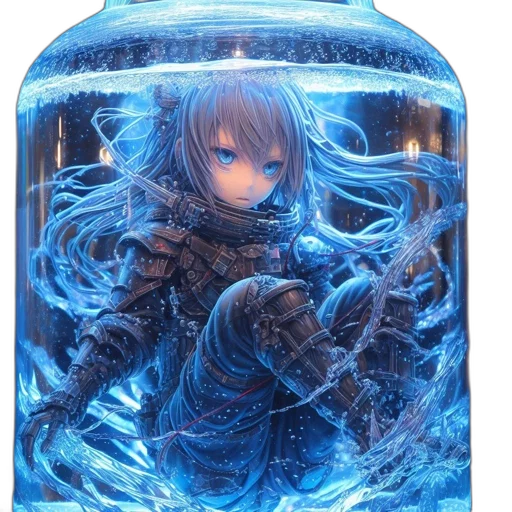 bottle, dress, hair, dragon, fantasy art, anime, cyberpunk, concept art transparent PNG cut-out