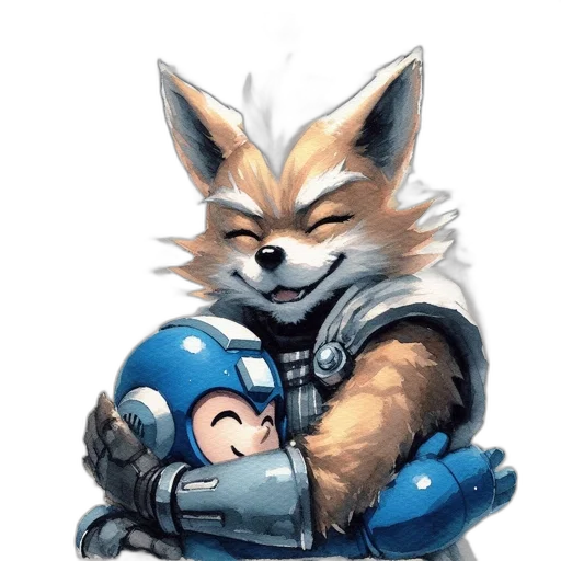 robot, animal, concept art, watercolor, pixel art, comic book art, snow, blue transparent PNG cut-out