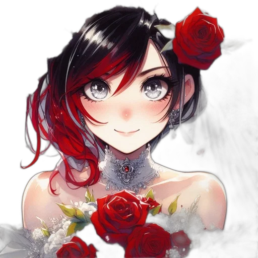crown, flower, face, dress, anime, pixel art, fantasy art, watercolor transparent PNG cut-out