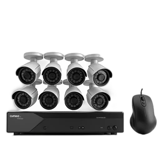 black, surveillance, system, eight, cameras, mounted, top, hard transparent PNG cut-out