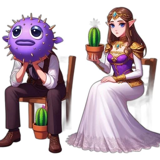 crown, staff, furniture, creature, concept art, pixel art, fantasy art, 3d render transparent PNG cut-out